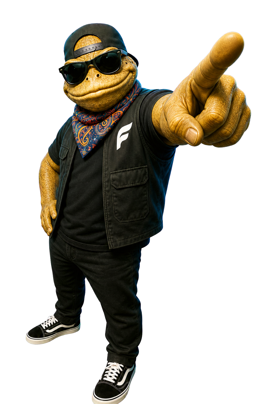 Festly mascot character pointing toward an important detail