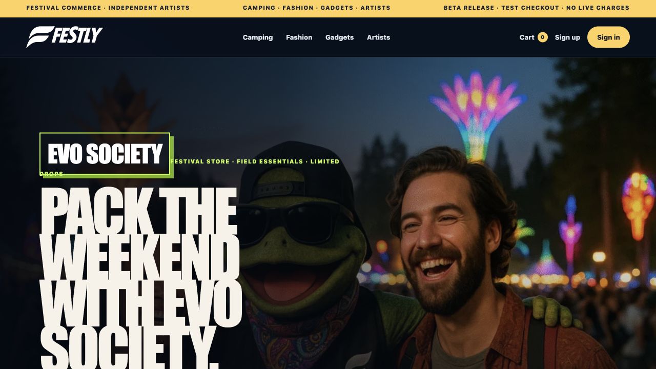Festly storefront page